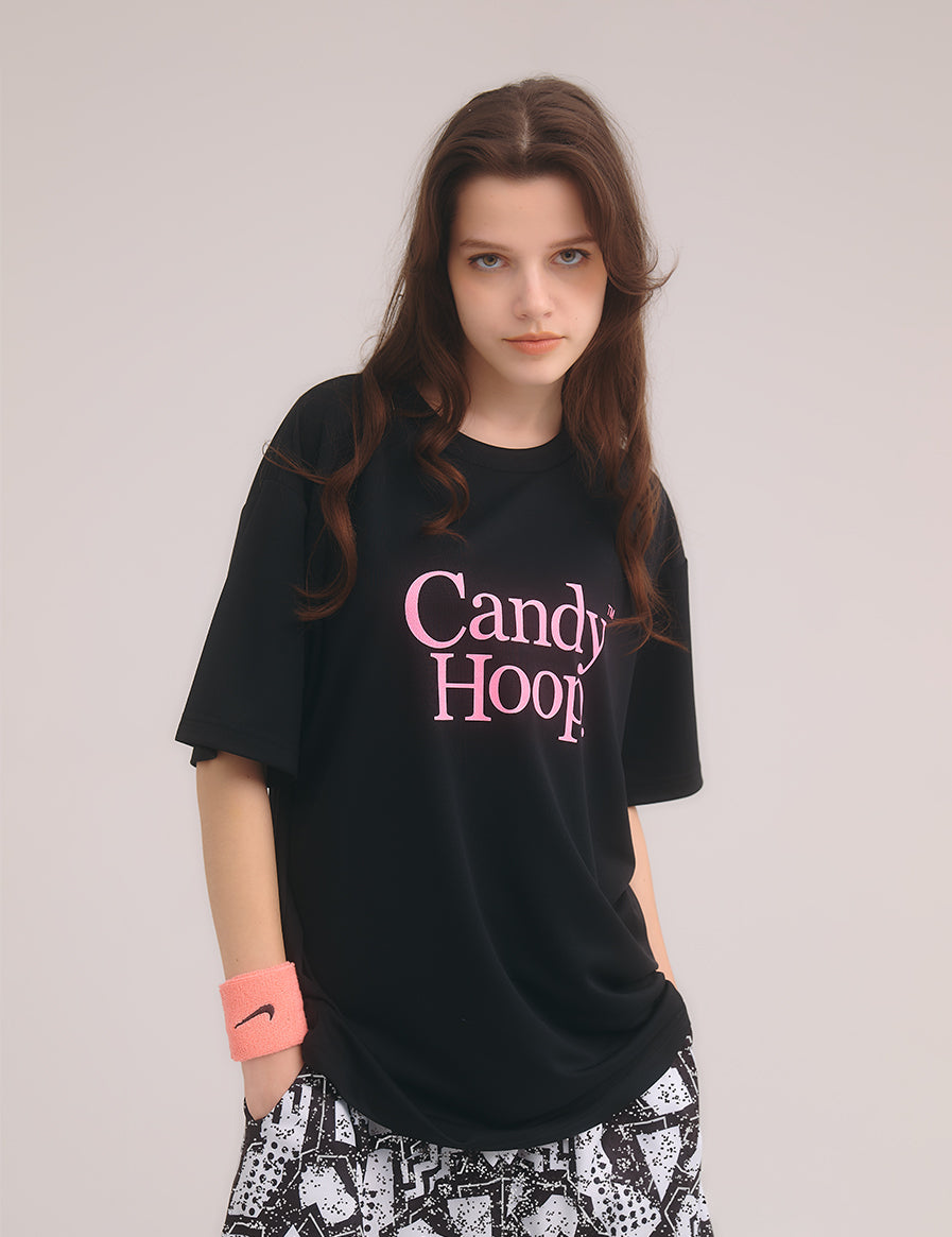 BASIC LOGO DRY TEE (BLACK×PINK) - CandyHoop