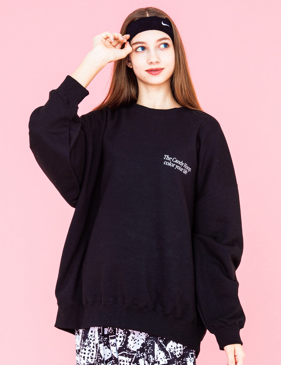 EMBROIDERY LOGO SWEAT (BLACK) - CandyHoop