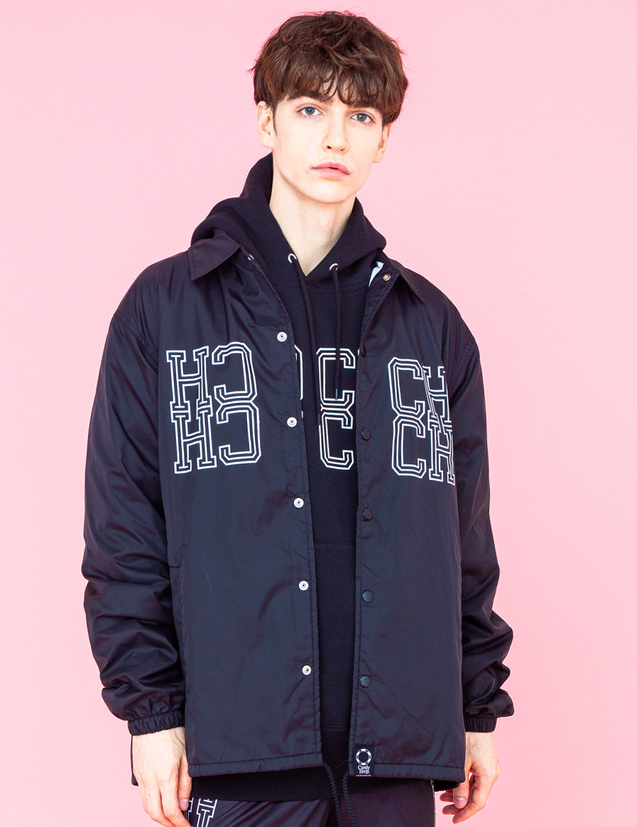 MONOGRAM COACH JACKET (BLACK) - CandyHoop
