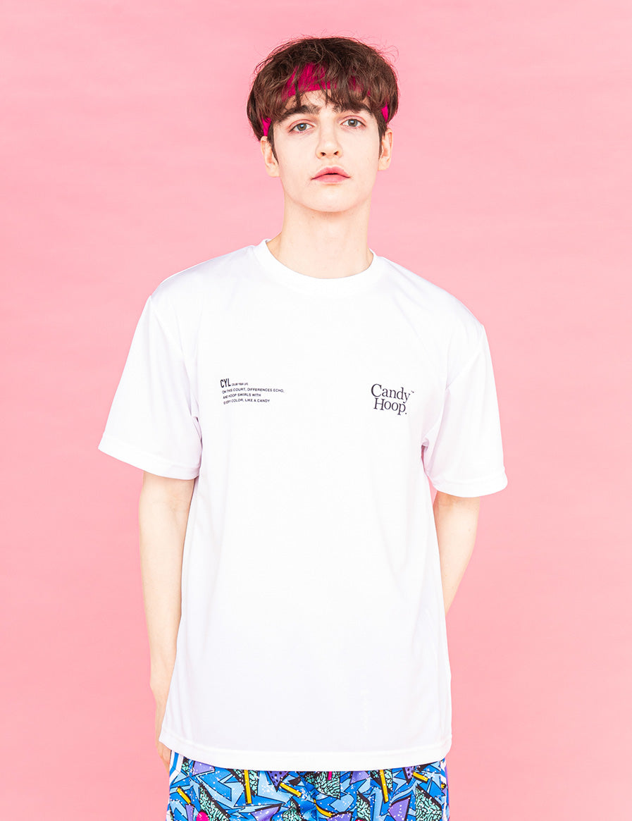 TWIN LOGO MESSAGE DRY TEE (WHITE) - CandyHoop