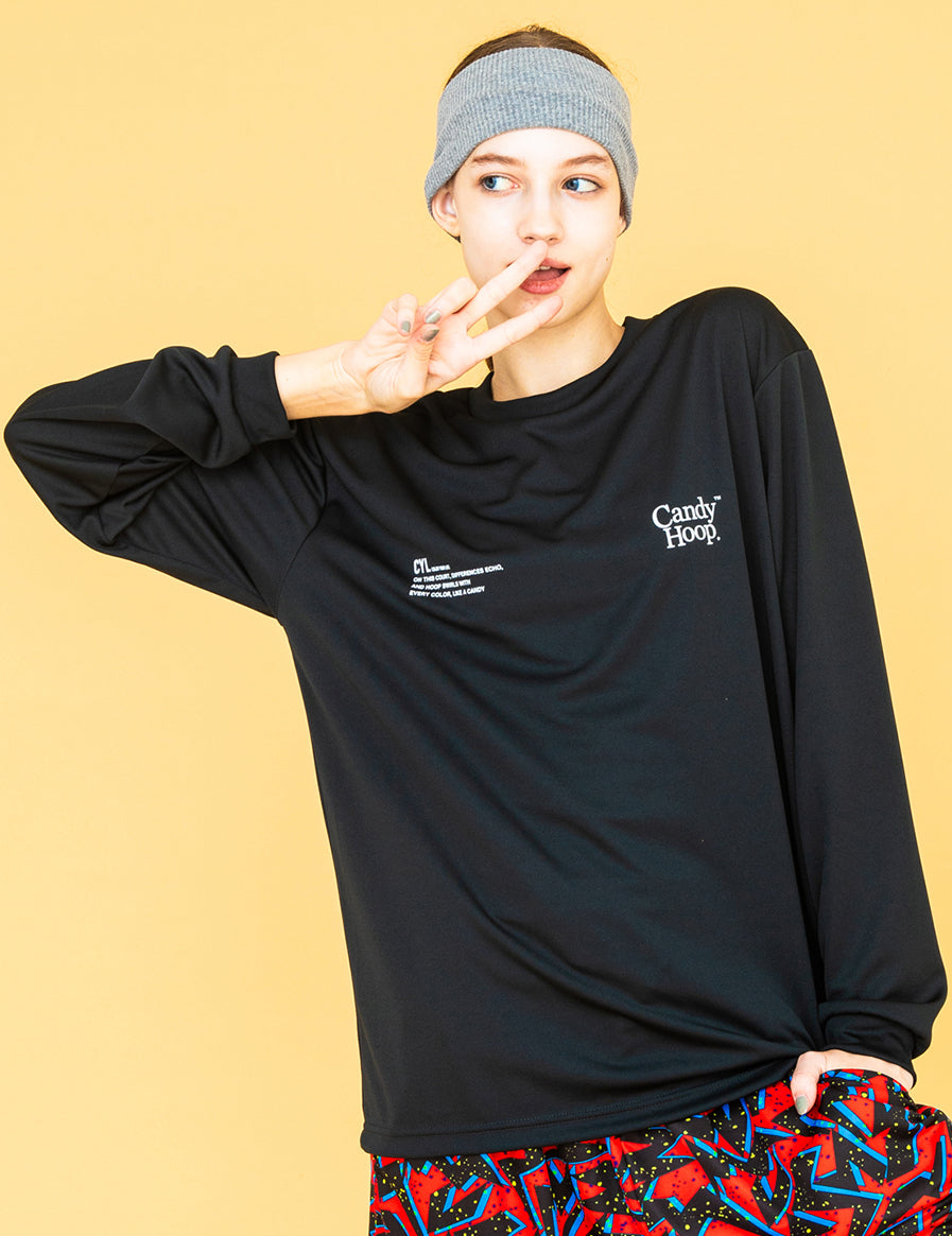 TWIN LOGO MESSAGE DRY LS TEE (BLACK) - CandyHoop