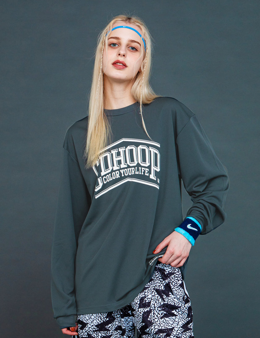 PEAK ARCH LOGO DRY LS TEE (DARK GRAY) - CandyHoop