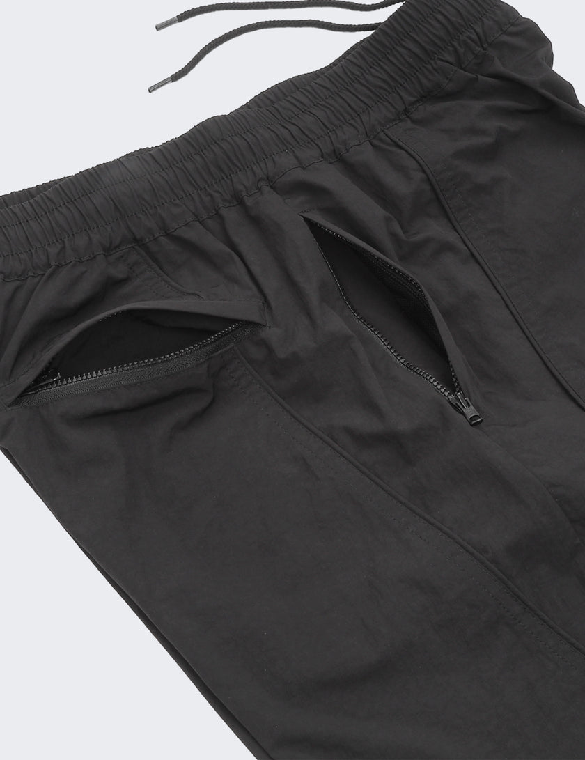 MESH PANEL NYLON PANTS (BLACK)