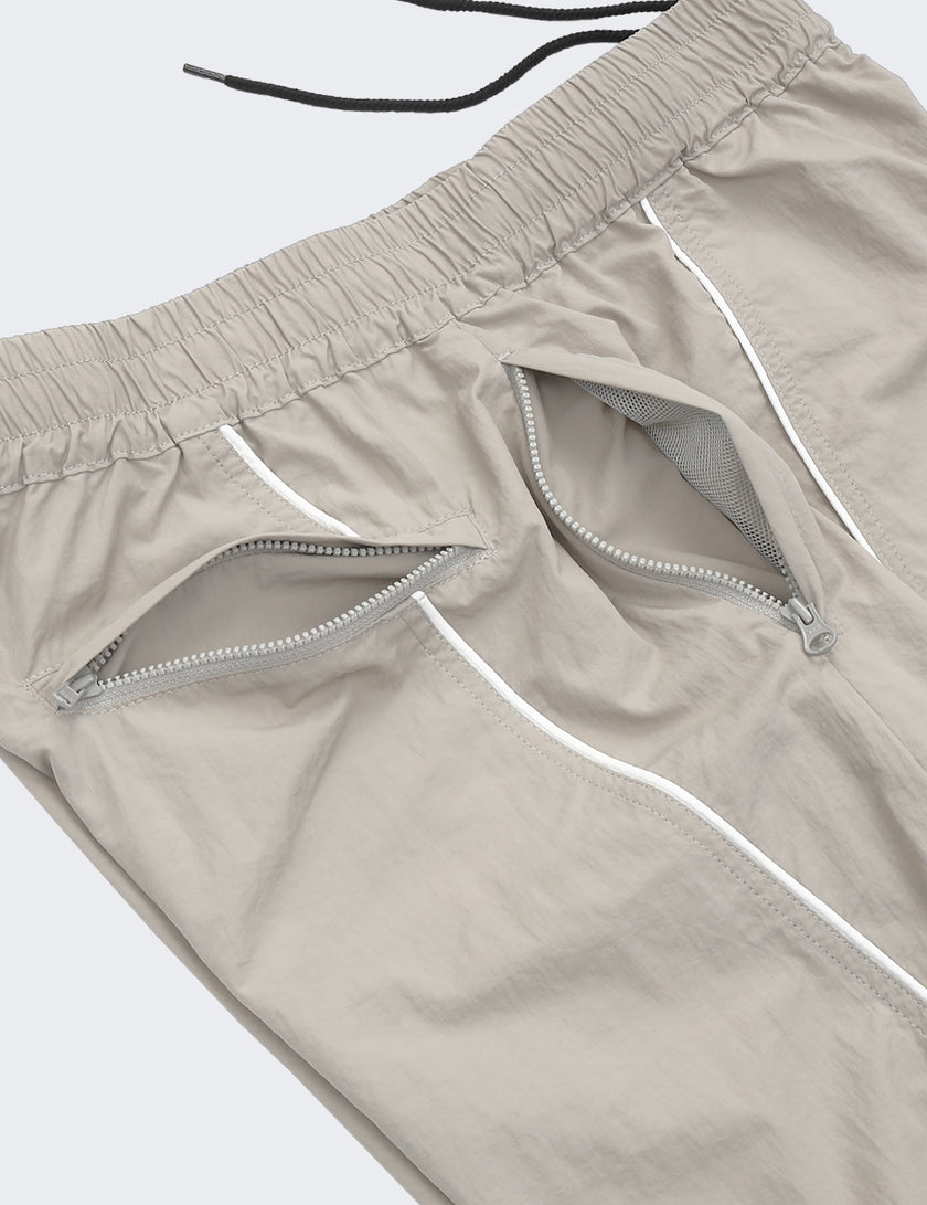 MESH PANEL NYLON PANTS (GRAY)