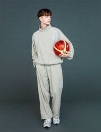 MESH PANEL NYLON PANTS (GRAY)