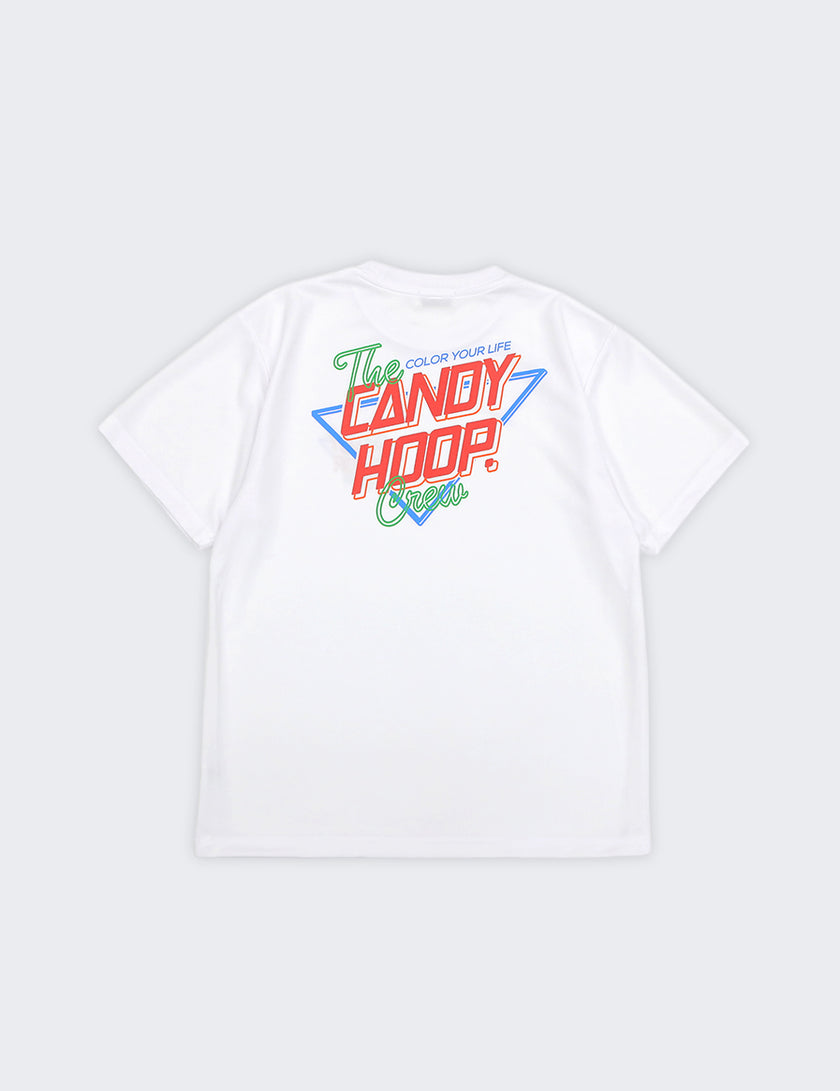 NEON SIGN LOGO DRY TEE 2 (WHITE×RED) - CandyHoop