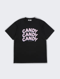 STACKED LOGO DRY TEE (BLACK×PINK) - CandyHoop