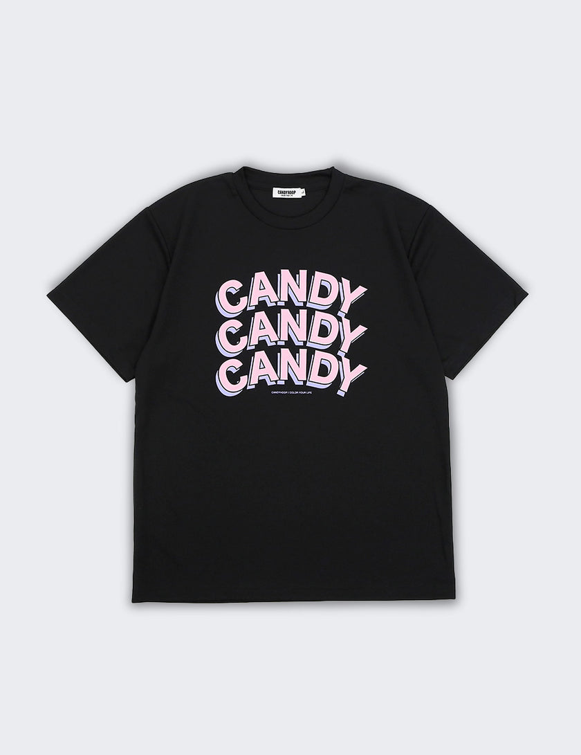 STACKED LOGO DRY TEE (BLACK×PINK) - CandyHoop