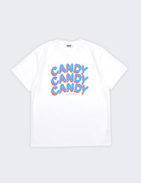 STACKED LOGO DRY TEE (WHITE×BLUE) - CandyHoop