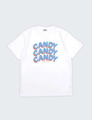 STACKED LOGO DRY TEE (WHITE×BLUE) - CandyHoop