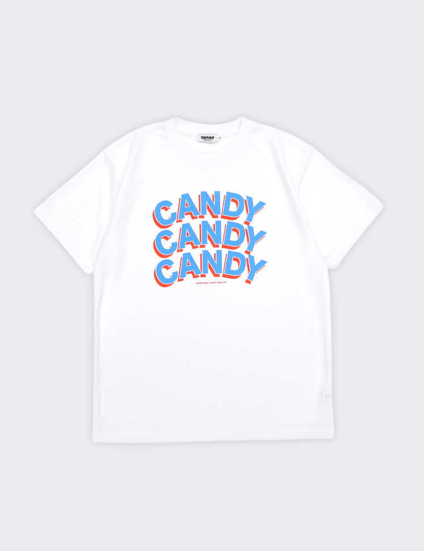 STACKED LOGO DRY TEE (WHITE×BLUE) - CandyHoop