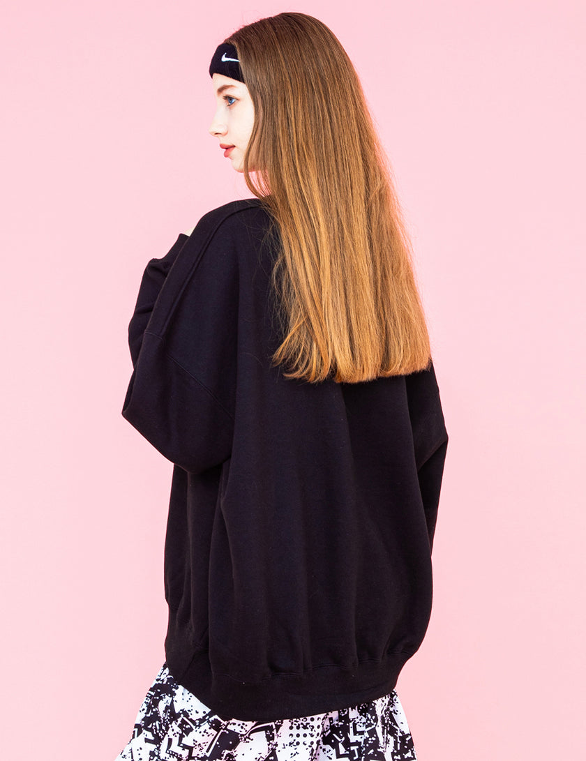 EMBROIDERY LOGO SWEAT (BLACK) - CandyHoop