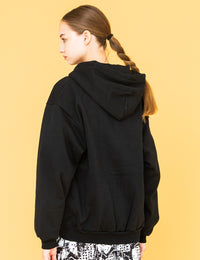 EMBROIDERY LOGO ZIP HOODIE (BLACK) - CandyHoop