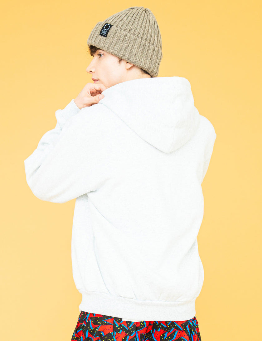 EMBROIDERY LOGO ZIP HOODIE (GRAY) - CandyHoop
