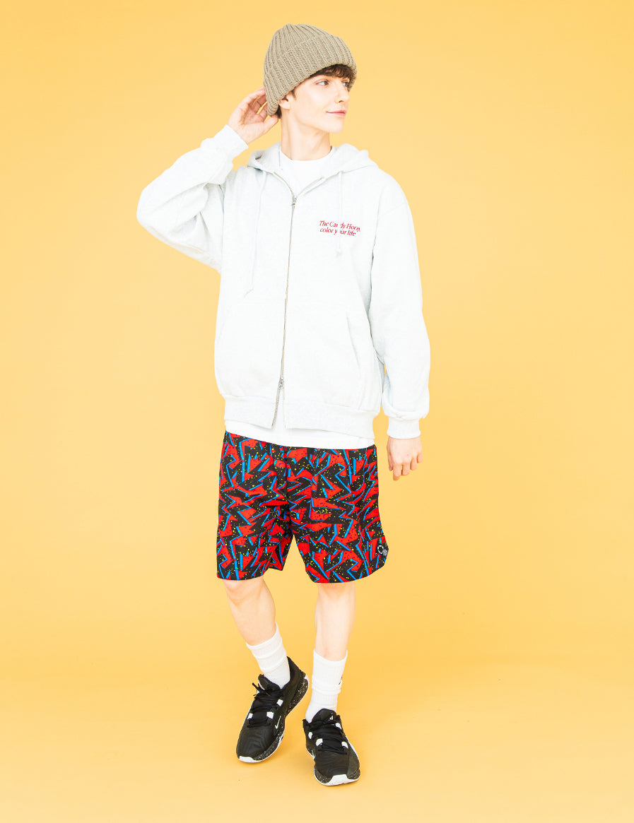 EMBROIDERY LOGO ZIP HOODIE (GRAY)