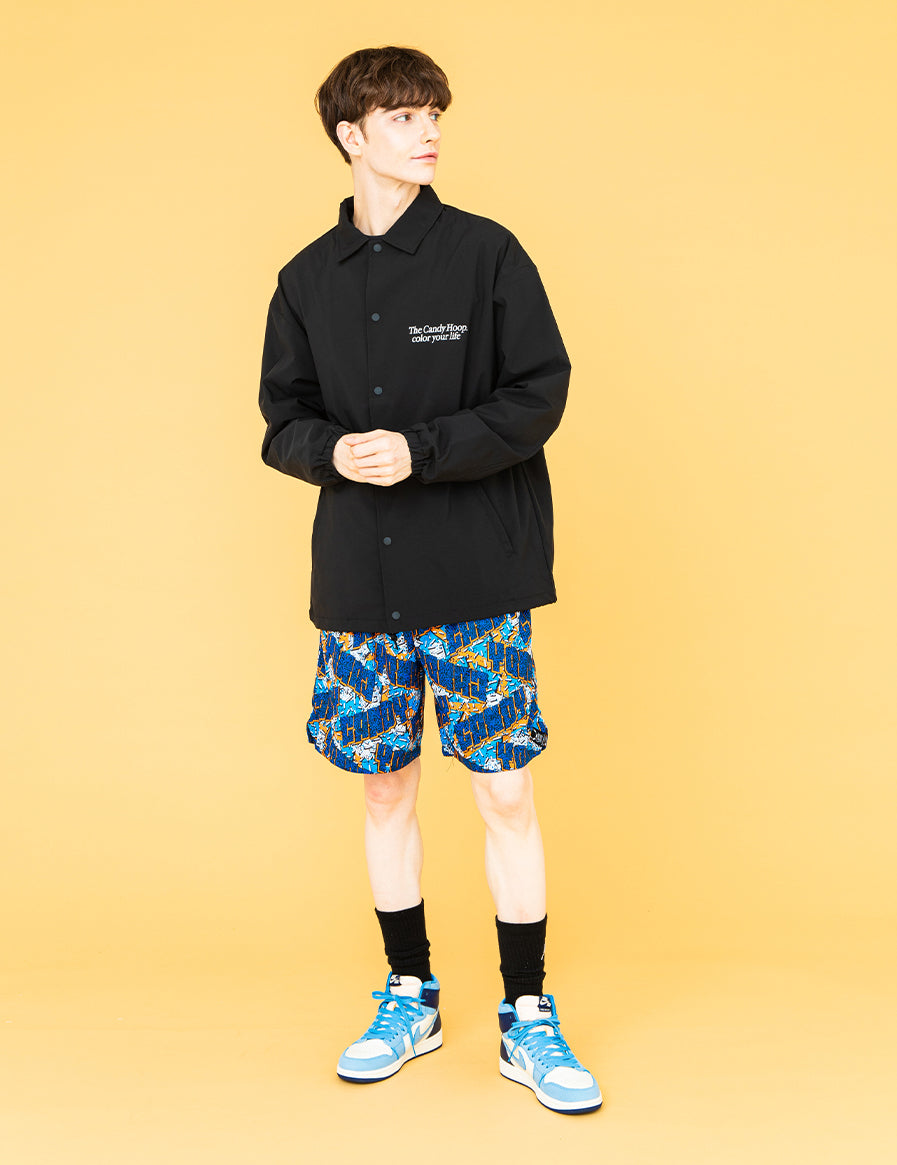 【50周年記念】アディダス／コーチジャケット バックロゴ 刺繍ロゴ 総柄 L 50周年記念】アディダス／コーチジャケット バックロゴ 刺繍ロゴ