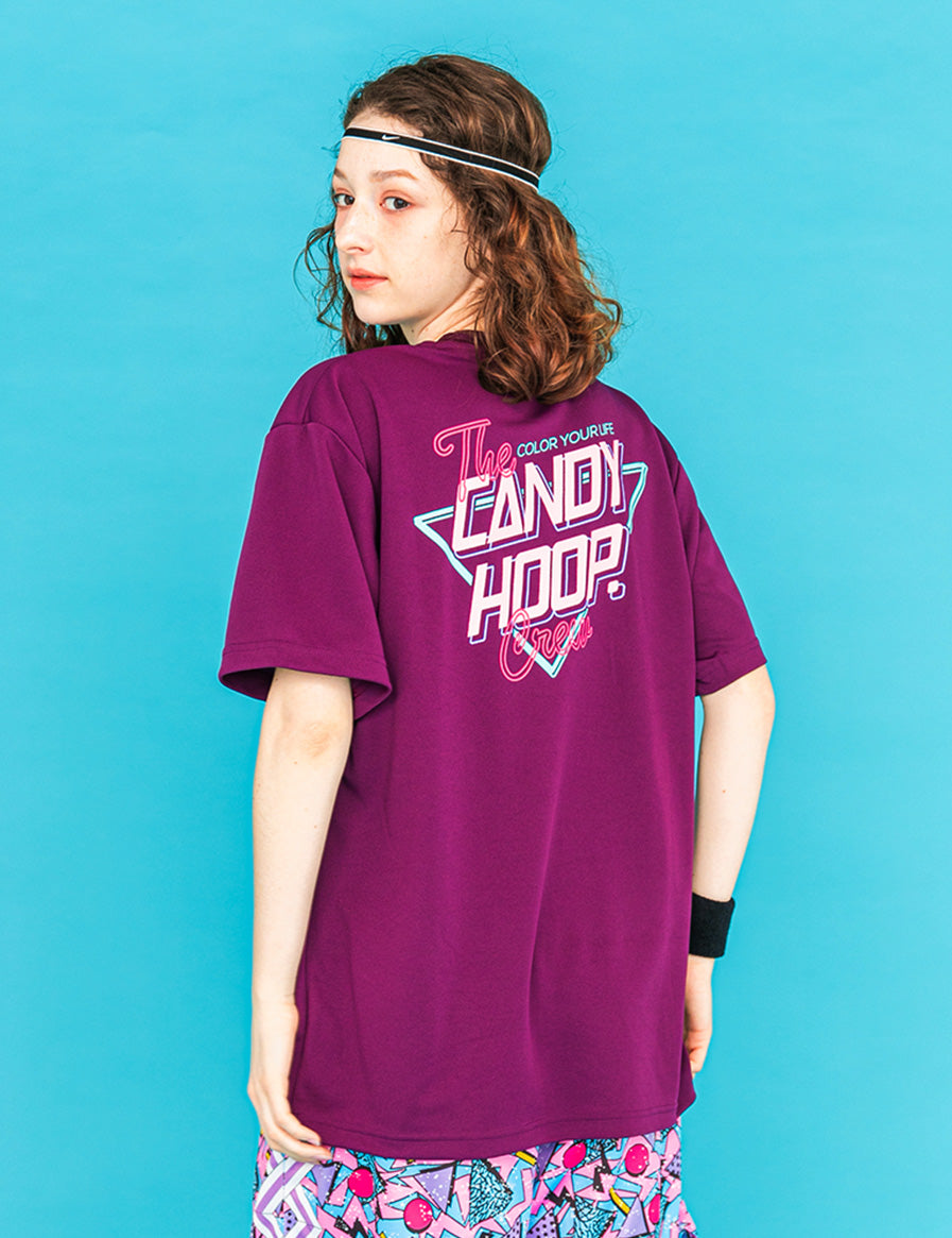 NEON SIGN LOGO DRY TEE 2 (PURPLE×PINK) - CandyHoop