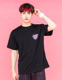NEON SIGN LOGO DRY TEE 2 (BLACK×PINK) - CandyHoop