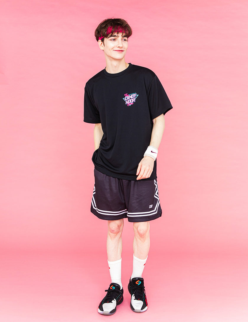 NEON SIGN LOGO DRY TEE 2 (BLACK×PINK) - CandyHoop
