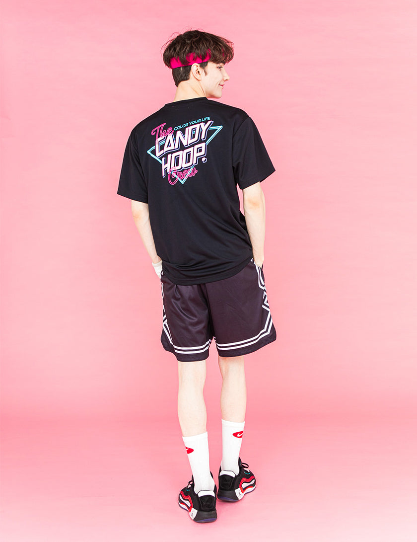 NEON SIGN LOGO DRY TEE 2 (BLACK×PINK) - CandyHoop