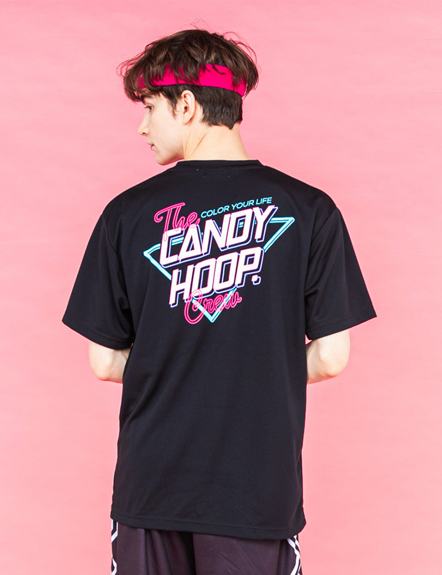 NEON SIGN LOGO DRY TEE 2 (BLACK×PINK) - CandyHoop