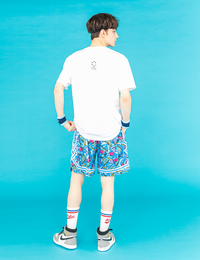 STACKED LOGO DRY TEE (WHITE×BLUE) - CandyHoop