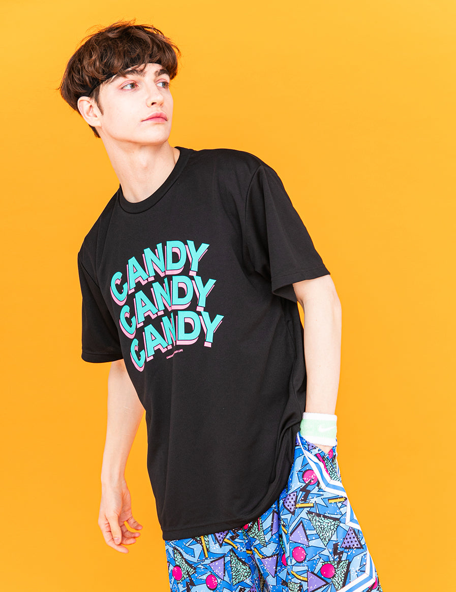 STACKED LOGO DRY TEE (BLACK×GREEN) - CandyHoop