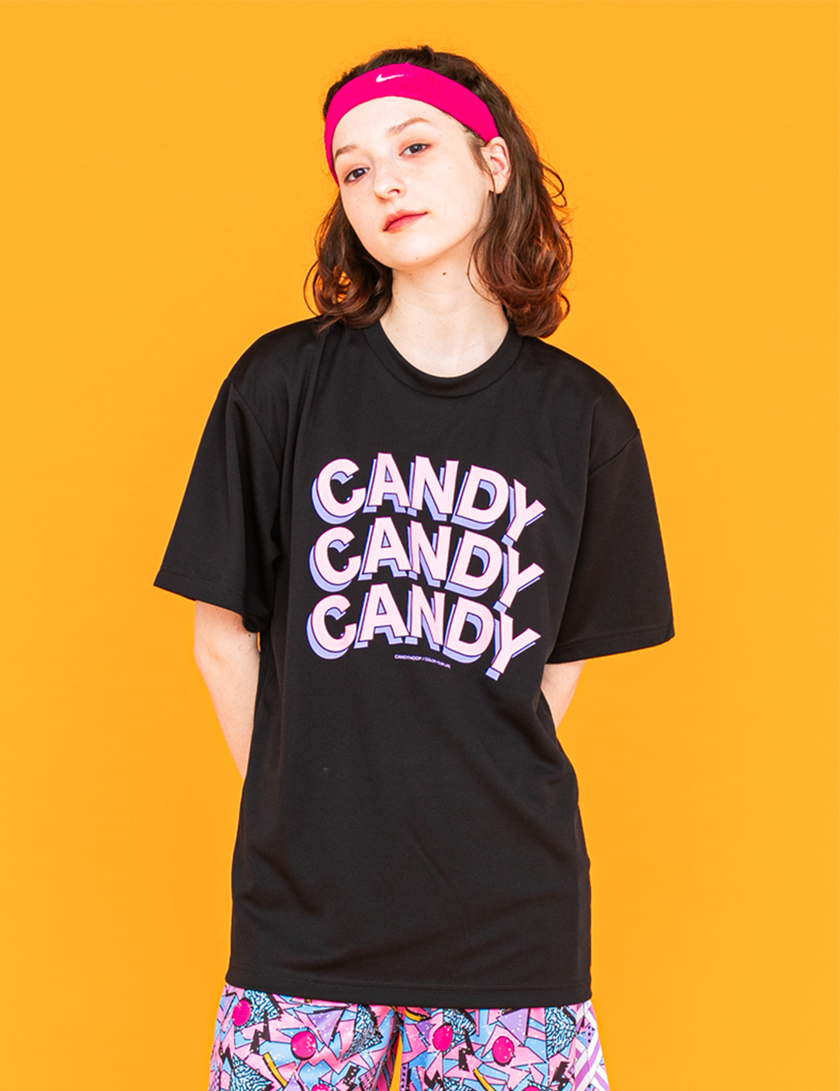 STACKED LOGO DRY TEE (BLACK×PINK) - CandyHoop