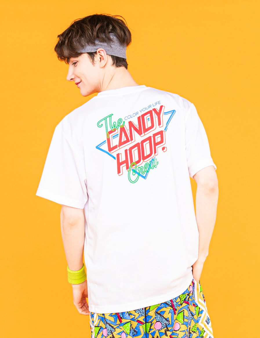 NEON SIGN LOGO DRY TEE 2 (WHITE×RED) - CandyHoop
