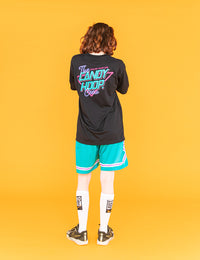 NEON SIGN LOGO DRY TEE 2 (BLACK×GREEN) - CandyHoop