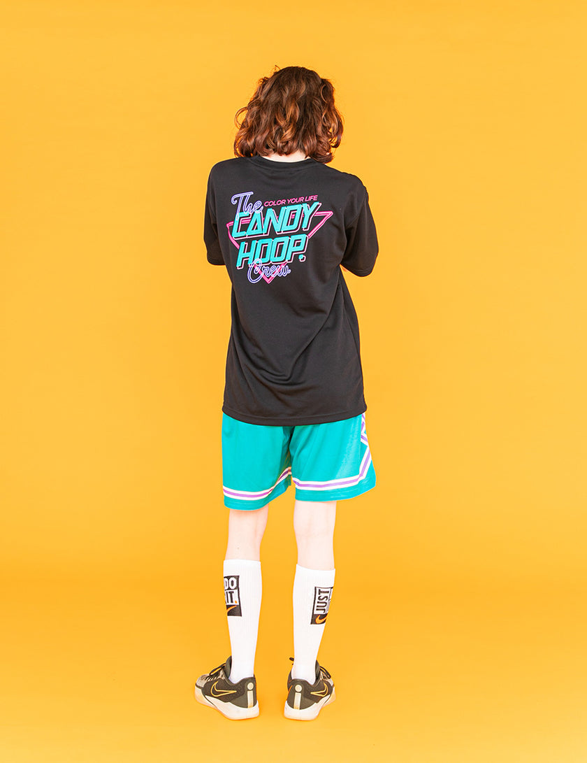 NEON SIGN LOGO DRY TEE 2 (BLACK×GREEN) - CandyHoop