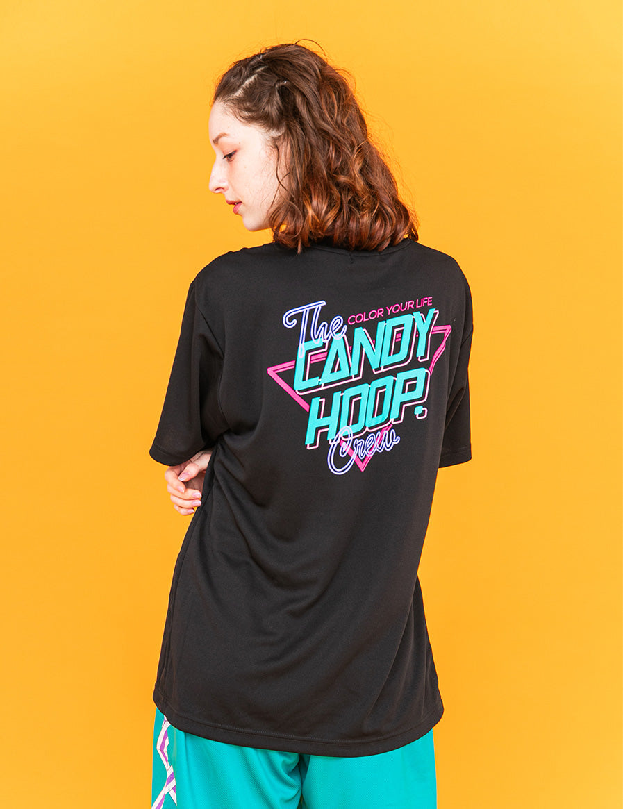 NEON SIGN LOGO DRY TEE 2 (BLACK×GREEN) - CandyHoop