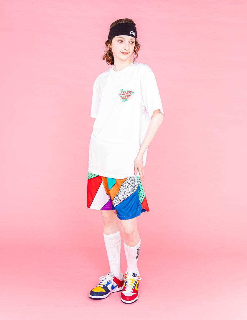 NEON SIGN LOGO DRY TEE 2 (WHITE×RED) - CandyHoop