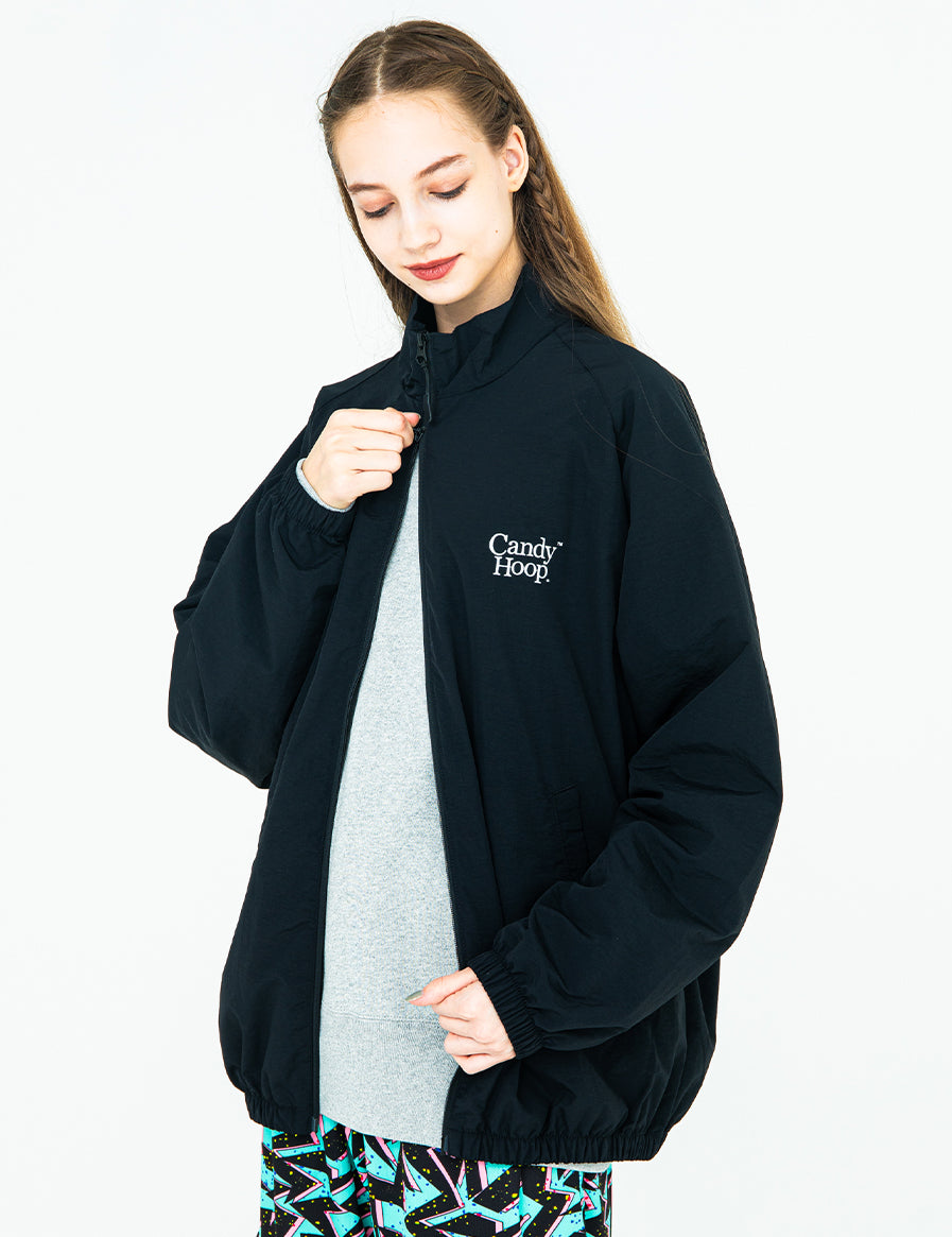 【希少】roar ナイロンジャケット　スワロフスキー　ダブルジップ　総柄　黒 希少】roar ナイロンジャケット スワロフスキー ダブルジップ 総