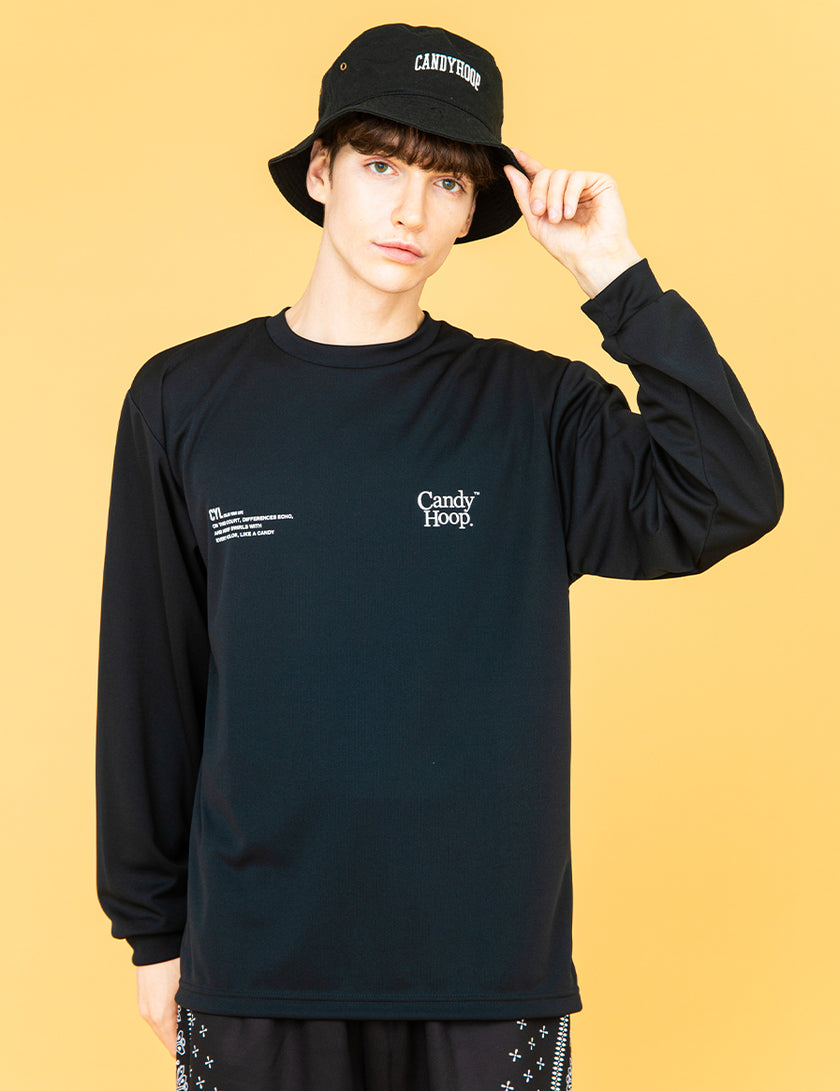 TWIN LOGO MESSAGE DRY LS TEE (BLACK) - CandyHoop